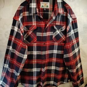 Free Planet Red and Blue Plaid Casual Button Down Shirt